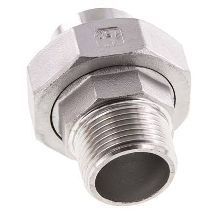 Gerader Verschraubungsstutzen R1'' Außengewinde x 33,7mm Schweißende Edelstahl Flachdichtung PTFE 16bar (224,8psi)