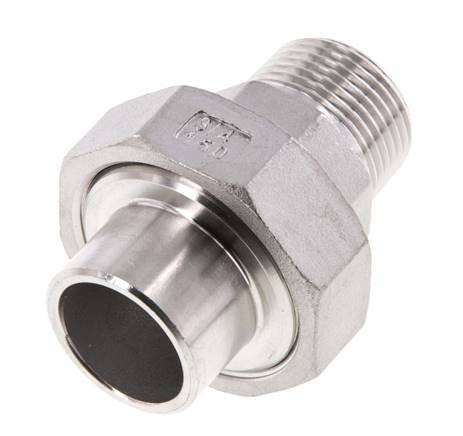 Gerader Verschraubungsstutzen R3/4'' Außengewinde x 26,9mm Schweißende Edelstahl Flachdichtung PTFE 16bar (224.8psi)