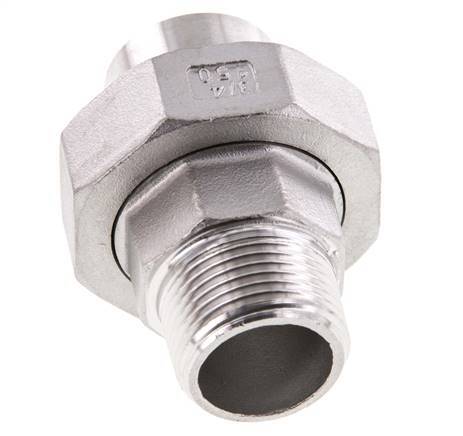 Gerader Verschraubungsstutzen R3/4'' Außengewinde x 26,9mm Schweißende Edelstahl Flachdichtung PTFE 16bar (224.8psi)