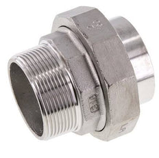 Gerader Verschraubungsstutzen R2'' Außengewinde x 60,3mm Schweißende Edelstahl Flachdichtung PTFE 16bar (224,8psi)