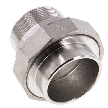 Gerader Verschraubungsstutzen R2'' Außengewinde x 60,3mm Schweißende Edelstahl Flachdichtung PTFE 16bar (224,8psi)