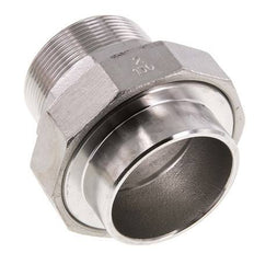 Gerader Verschraubungsstutzen R2'' Außengewinde x 60,3mm Schweißende Edelstahl Flachdichtung PTFE 16bar (224,8psi)