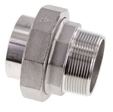 Gerader Verschraubungsstutzen R2'' Außengewinde x 60,3mm Schweißende Edelstahl Flachdichtung PTFE 16bar (224,8psi)