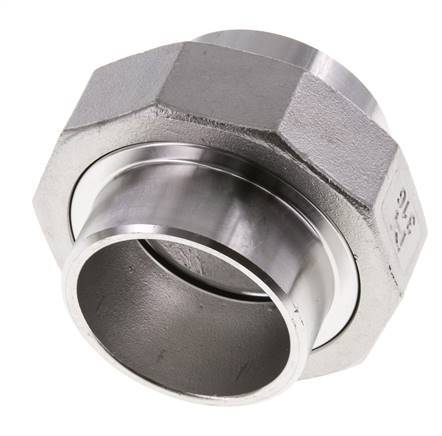 Gerader Verschraubungsstutzen 48,3mm Schweißende Edelstahl Flachdichtung PTFE 16bar (224.8psi)
