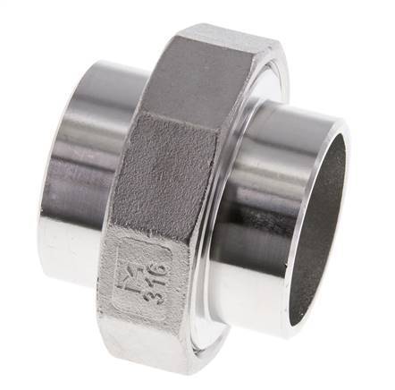 Gerader Verschraubungsstutzen 48,3mm Schweißende Edelstahl Flachdichtung PTFE 16bar (224.8psi)