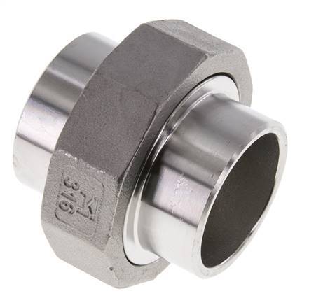 Gerader Verschraubungsstutzen 42,4mm Schweißende Edelstahl Flachdichtung PTFE 16bar (224.8psi)
