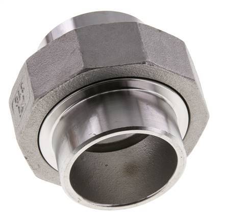 Gerader Verschraubungsstutzen 42,4mm Schweißende Edelstahl Flachdichtung PTFE 16bar (224.8psi)