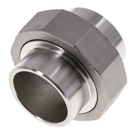 Gerader Verschraubungsstutzen 42,4mm Schweißende Edelstahl Flachdichtung PTFE 16bar (224.8psi)