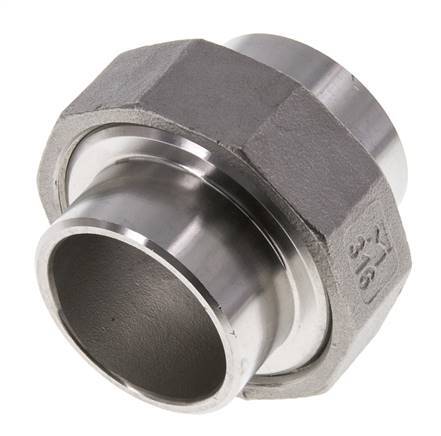 Gerader Verschraubungsstutzen 42,4mm Schweißende Edelstahl Flachdichtung PTFE 16bar (224.8psi)