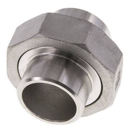 Gerader Verschraubungsstutzen 33,7mm Schweißende Edelstahl Flachdichtung PTFE 16bar (224,8psi)