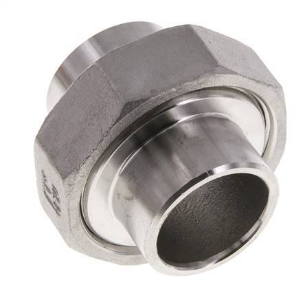 Gerader Verschraubungsstutzen 33,7mm Schweißende Edelstahl Flachdichtung PTFE 16bar (224,8psi)