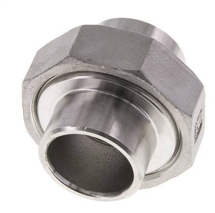 Gerader Verschraubungsstutzen 33,7mm Schweißende Edelstahl Flachdichtung PTFE 16bar (224,8psi)