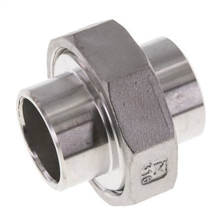 Gerader Verschraubungsstutzen 33,7mm Schweißende Edelstahl Flachdichtung PTFE 16bar (224,8psi)