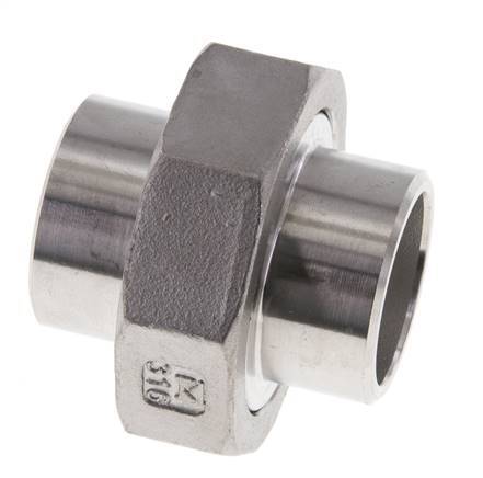 Gerader Verschraubungsstutzen 33,7mm Schweißende Edelstahl Flachdichtung PTFE 16bar (224,8psi)