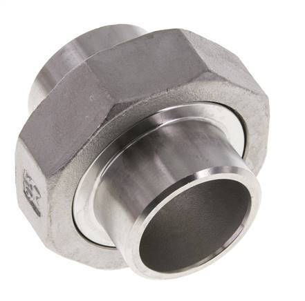 Gerader Verschraubungsstutzen 33,7mm Schweißende Edelstahl Flachdichtung PTFE 16bar (224,8psi)