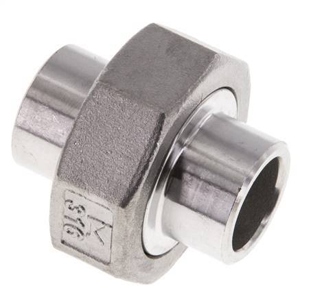 Gerader Verschraubungsstutzen 21,3mm Schweißende Edelstahl Flachdichtung PTFE 16bar (224.8psi)