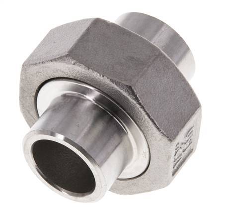 Gerader Verschraubungsstutzen 21,3mm Schweißende Edelstahl Flachdichtung PTFE 16bar (224.8psi)