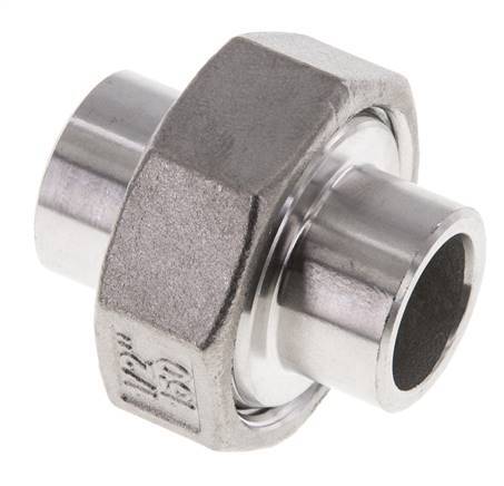 Gerader Verschraubungsstutzen 21,3mm Schweißende Edelstahl Flachdichtung PTFE 16bar (224.8psi)