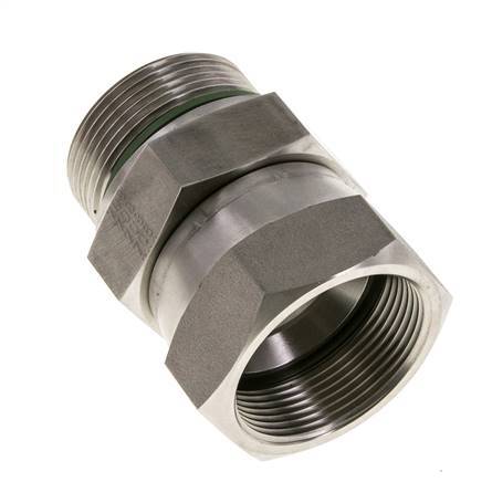 JIC-Reduziernippel UN 1-7/8''-12 Innengewinde x G1 1/2''-Außengewinde einstellbar Edelstahl 105bar (1475.25psi)