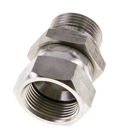JIC Reduziernippel UN 1-5/16''-12 Innengewinde x G1'' Außengewinde einstellbar Edelstahl 170bar (2388.5psi)