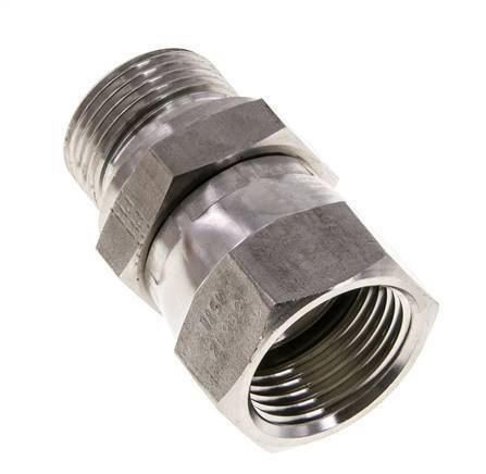 JIC-Reduziernippel UN 1-1/16''-12 Innengewinde x G3/4''-Außengewinde einstellbar Edelstahl 210bar (2950.5psi)