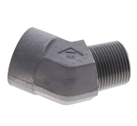 45deg Angled Fitting 1'' NPT Male x Female Steel 140bar (1967.0psi)