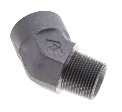 45° abgewinkeltes Fitting 1'' NPT Außengewinde x Innengewinde Stahl 140bar (1967.0psi)