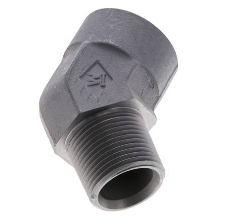 45° abgewinkeltes Fitting 1'' NPT Außengewinde x Innengewinde Stahl 140bar (1967.0psi)