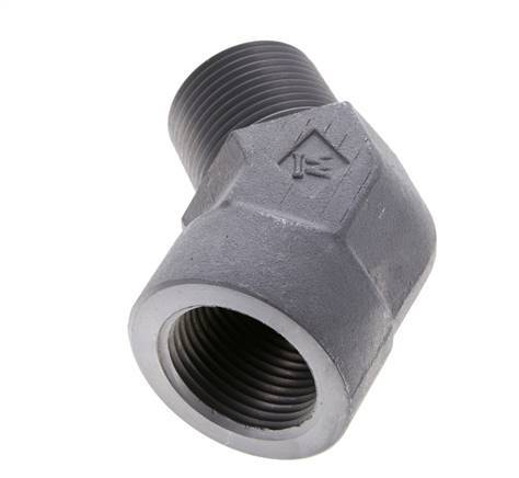 45° abgewinkeltes Fitting 1'' NPT Außengewinde x Innengewinde Stahl 140bar (1967.0psi)