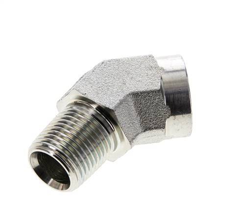 45° abgewinkeltes Anschlussstück 1/2'' NPT Außengewinde x Innengewinde Stahl 210bar (2950.5psi)