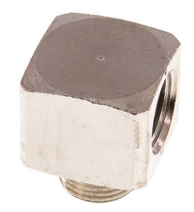 90 Grad abgewinkeltes Fitting G3/8'' Außengewinde x Innengewinde Messing vernickelt 16bar (224.8psi)