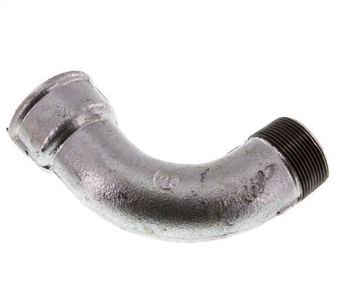 90 Grad abgewinkeltes Fitting 1 1/2'' Außengewinde R x Innengewinde Rp lang Gusseisen 25bar (351.25psi)
