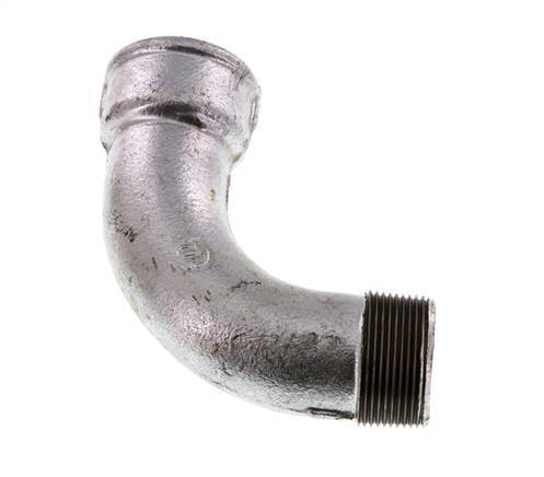 90 Grad abgewinkeltes Fitting 1 1/2'' Außengewinde R x Innengewinde Rp lang Gusseisen 25bar (351.25psi)