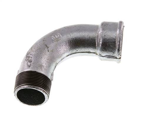 90 Grad abgewinkeltes Fitting 1 1/2'' Außengewinde R x Innengewinde Rp lang Gusseisen 25bar (351.25psi)