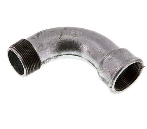 90 Grad abgewinkeltes Fitting 1 1/2'' Außengewinde R x Innengewinde Rp lang Gusseisen 25bar (351.25psi)