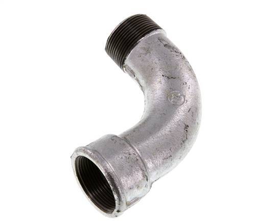 90 Grad abgewinkeltes Fitting 1 1/2'' Außengewinde R x Innengewinde Rp lang Gusseisen 25bar (351.25psi)