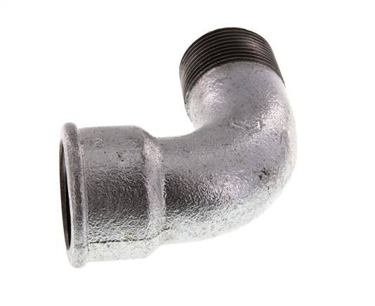 90 Grad abgewinkeltes Fitting 1 1/4'' Außengewinde R x Innengewinde Rp kurz Gusseisen 25bar (351.25psi)