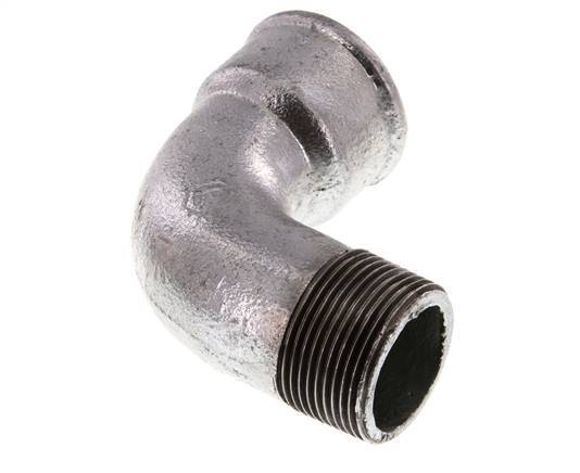 90 Grad abgewinkeltes Fitting 1 1/4'' Außengewinde R x Innengewinde Rp kurz Gusseisen 25bar (351.25psi)