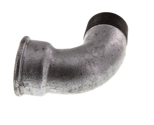 90 Grad abgewinkeltes Fitting 1 1/2'' Außengewinde R x Innengewinde Rp kurz Gusseisen 25bar (351.25psi)