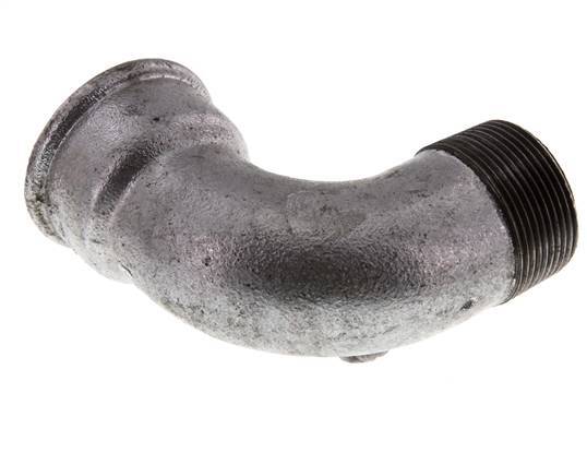90 Grad abgewinkeltes Fitting 1 1/2'' Außengewinde R x Innengewinde Rp kurz Gusseisen 25bar (351.25psi)