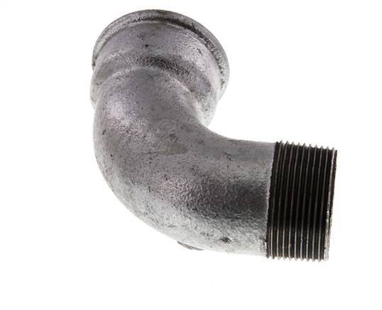 90 Grad abgewinkeltes Fitting 1 1/2'' Außengewinde R x Innengewinde Rp kurz Gusseisen 25bar (351.25psi)