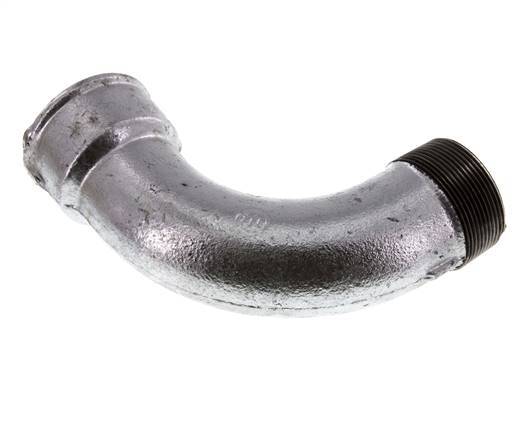 90 Grad abgewinkeltes Fitting 2'' Außengewinde R x Innengewinde Rp lang Gusseisen 25bar (351.25psi)