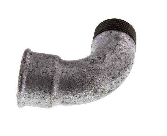 90 Grad abgewinkeltes Fitting 1'' Außengewinde R x Innengewinde Rp kurz Gusseisen 25bar (351.25psi)