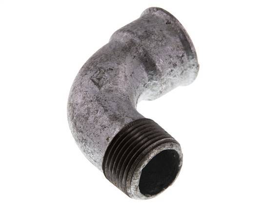 90 Grad abgewinkeltes Fitting 1'' Außengewinde R x Innengewinde Rp kurz Gusseisen 25bar (351.25psi)