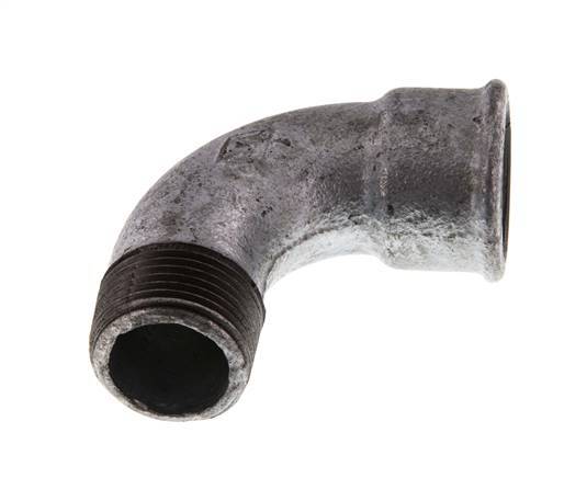 90 Grad abgewinkeltes Fitting 1'' Außengewinde R x Innengewinde Rp kurz Gusseisen 25bar (351.25psi)