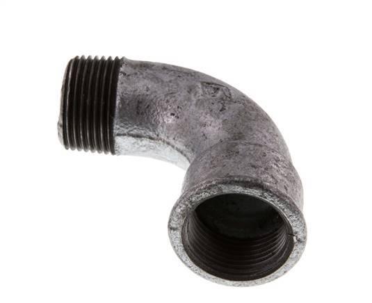90 Grad abgewinkeltes Fitting 1'' Außengewinde R x Innengewinde Rp kurz Gusseisen 25bar (351.25psi)