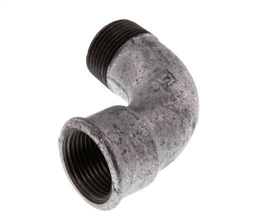 90 Grad abgewinkeltes Fitting 1'' Außengewinde R x Innengewinde Rp kurz Gusseisen 25bar (351.25psi)