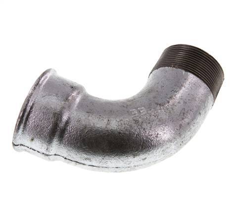 90 Grad abgewinkeltes Fitting 2'' Außengewinde R x Innengewinde Rp kurz Gusseisen 25bar (351.25psi)