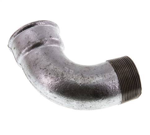 90 Grad abgewinkeltes Fitting 2'' Außengewinde R x Innengewinde Rp kurz Gusseisen 25bar (351.25psi)