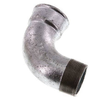 90 Grad abgewinkeltes Fitting 2'' Außengewinde R x Innengewinde Rp kurz Gusseisen 25bar (351.25psi)